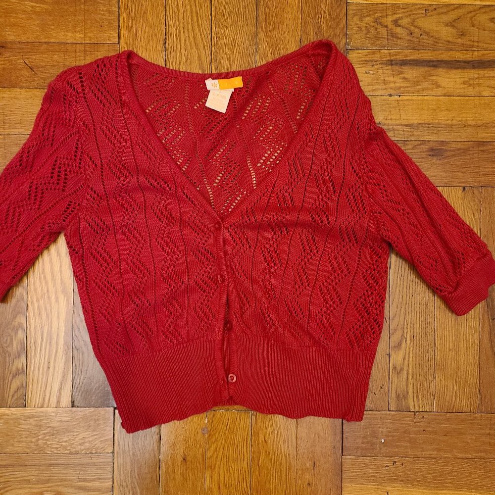 Tulle cropped crochet cardigan EUC M